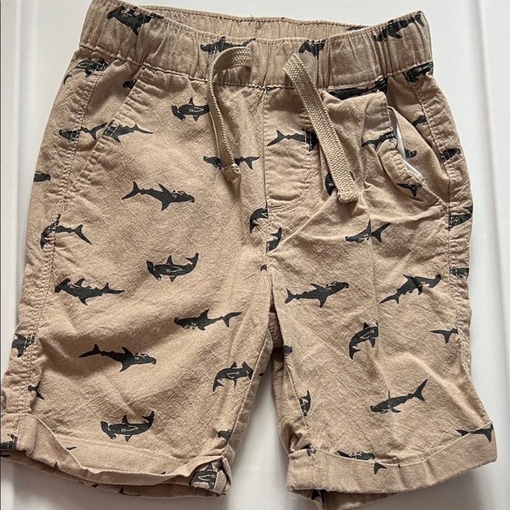 Old Navy Tan Shark Print Kids Shorts